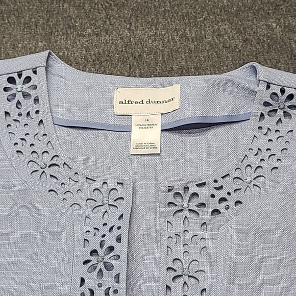 Alfred‎ Dunner Jacket Womens 16 Southampton Open Front 3/4 Sleeve Lace Trim New - Picture 4 of 8